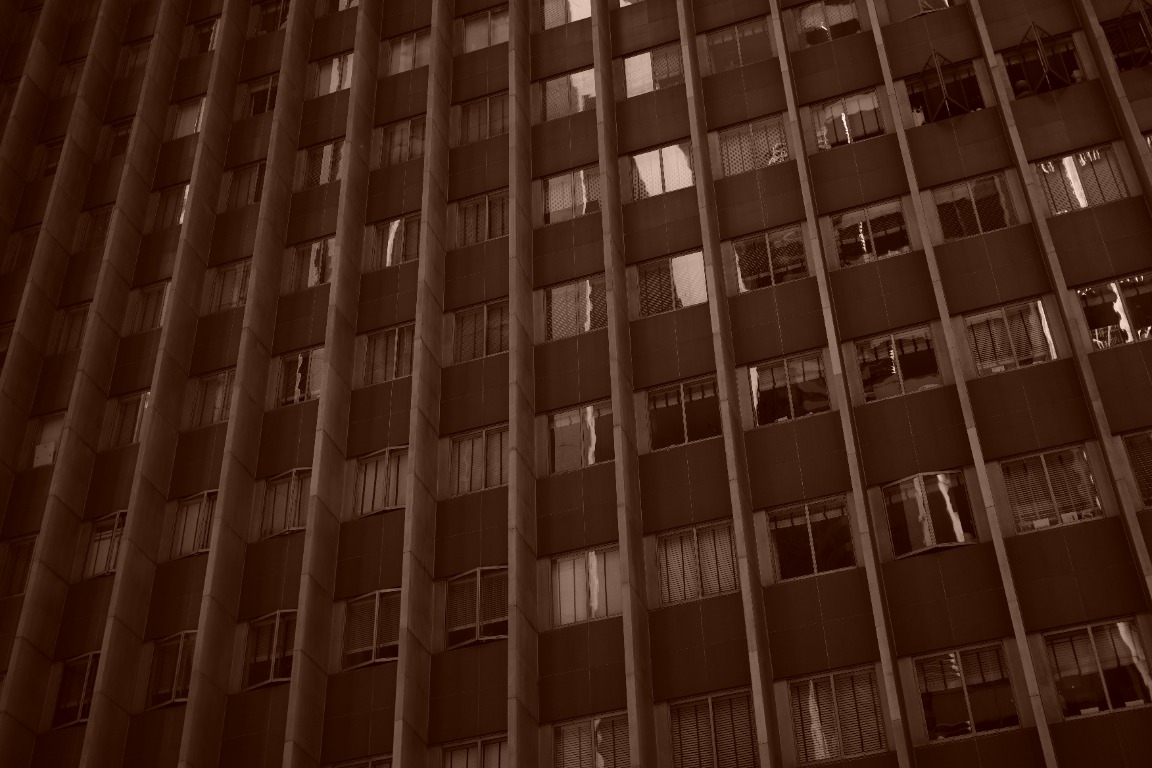 Sepia-toned downtown building facade